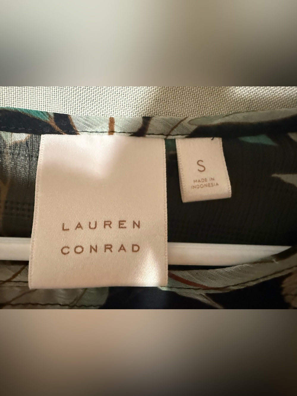 LC Lauren Conrad Black Sheer Floral Blouse with Teal & Blush Accents - Picture 3 of 3